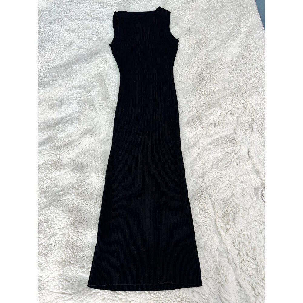 The Workshop Black Ribbed Midi Dress S Sleeveless Bodycon Minimalist